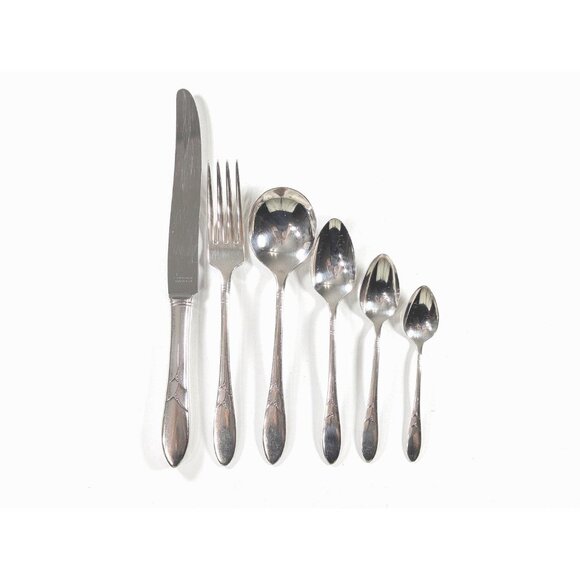 Art Deco Silver Plated Flatware Set - Lady Hamilton Oneida, 55-Piece + box - Picture 7 of 10